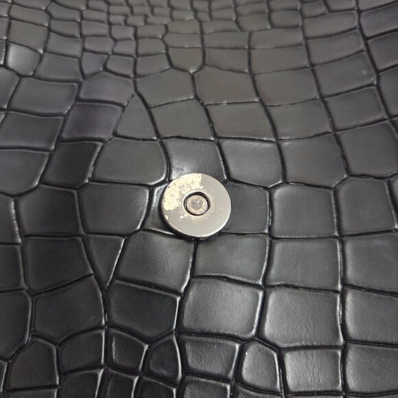 H Halston Women's Black Croc Embossed Backpack Handbag - Picture 6 of 12